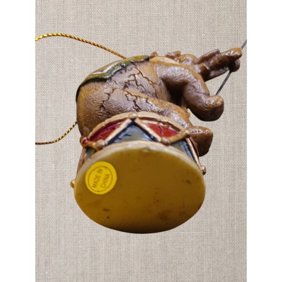 Vintage Circus Elephant Ornament Figurine Hanging Decoration With Drum & Crown - Picture 5 of 8